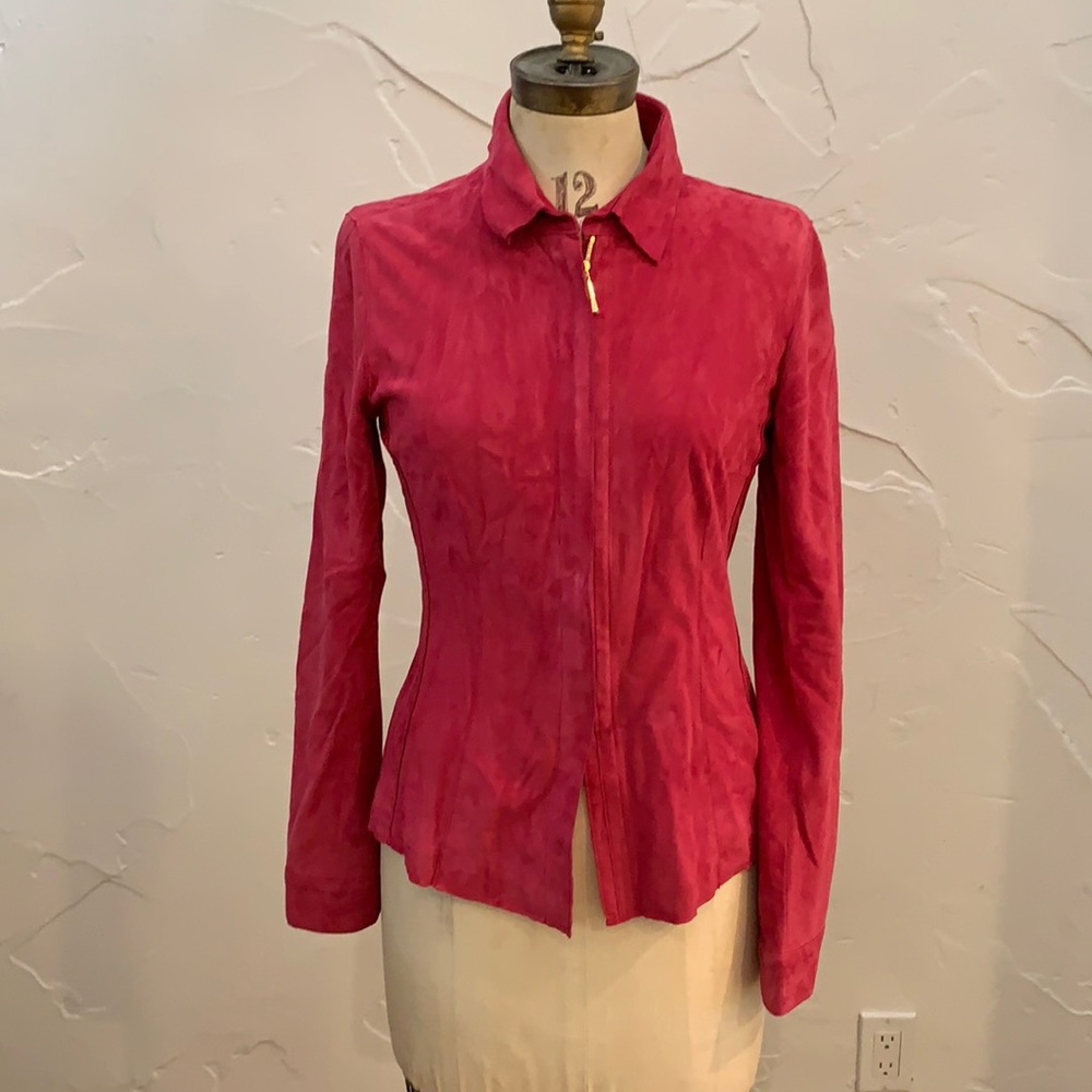 Elie Tahari Pink Lamb Suede Jacket